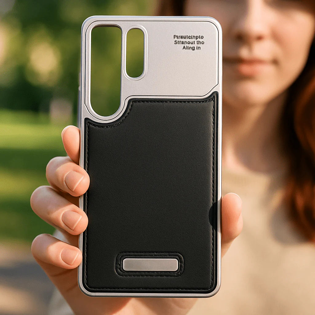 "Luxury Leather Patch Phone Case – Stylish, Durable & Premium Grip"